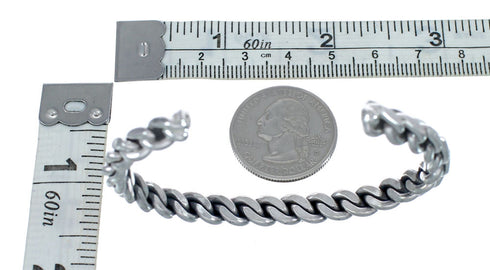 Navajo Genuine Twisted Sterling Silver Cuff Bracelet AX126323